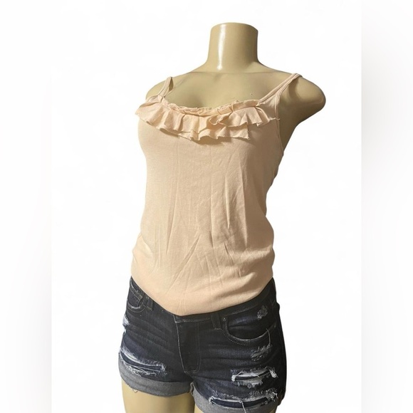 J. Crew Cream Ruffle Tank Top - Picture 1 of 4